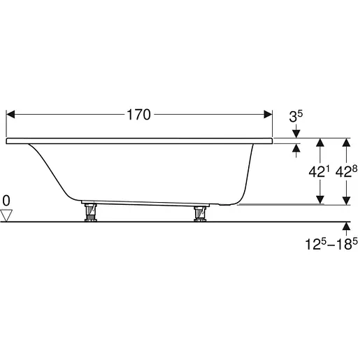 Ванна акриловая Gebert Selnova 170x70 554.284.01.1 + ножки Белый - фото 3