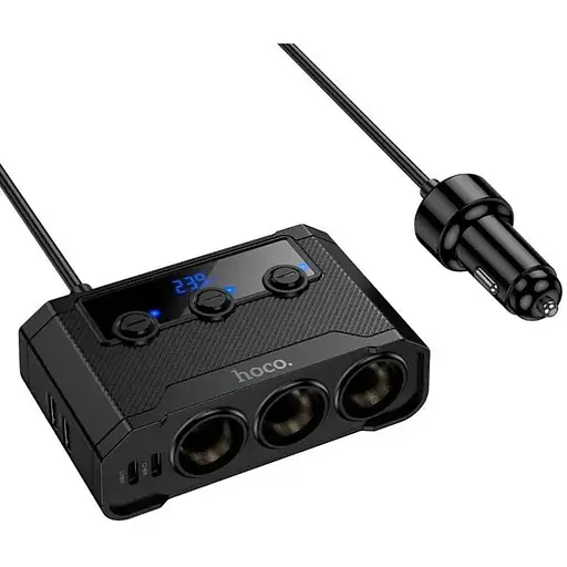 Автомобильный USB-адаптер Hoco Anshun Z64 для зарядки гаджетов Черный - фото 5