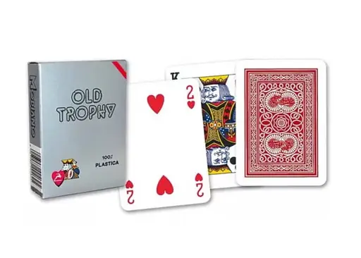 Карты игральные Modiano Old Trophy Moto 100% Plastic (red) (00462) - фото 2