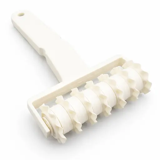 Скалка валик накатка нож ролик резак кондитерский для нарезки теста и мастики Волна Белый 88147 - фото 1