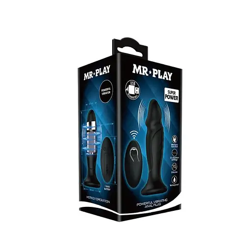 Анальна пробка Mr.Play Vibrating Anal Plug 12.4 см (чорний) - фото 9