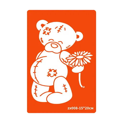 Трафарет для био-тату Мишка Fresh Tattoo zx008-15*20см, размер 15х20см - фото 1