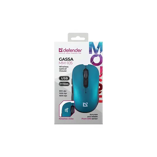 Мишка Defender Gassa MM-105 Wireless Turquoise (52102) - фото 5