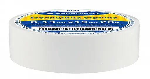 Ізоляційна стрічка біла Brille ПВХ 19 мм х 20 м 305-003 - фото 2