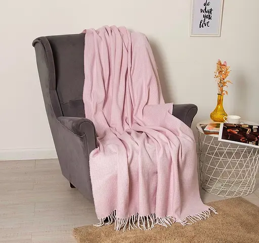 Плед бавовняний Vladi Валенсія Верона 140х200 біло-яскраво.рожевий - фото 1