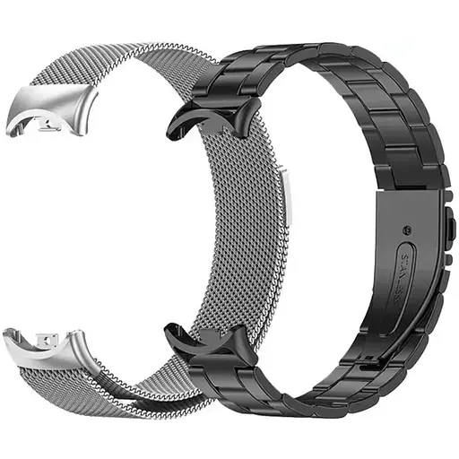 Комплект ремінці Tamister для фітнес-браслета Xiaomi Mi Band 8 та 9 Bead design Black - Milanese design Silver
