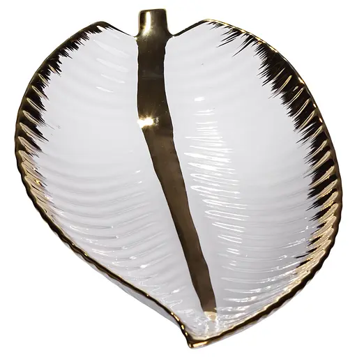 Фарфоровое блюдо для сервировки стола в форме листьев 35×18.5×5 (см) блюдо для подачи закусок Золото Yiwu WH045 - фото 3