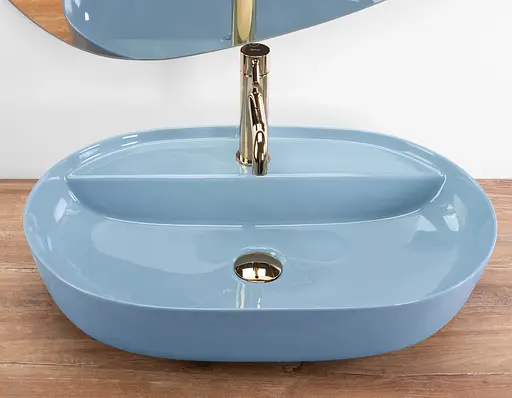 Умивальник Rea Aura 61 blue shiny накладний REA-U6618, Синий - фото 2