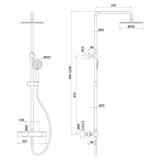 Душова система Cersanit City Oval S951-340 з термостатичним змішувачем Хром 30412 - фото 2