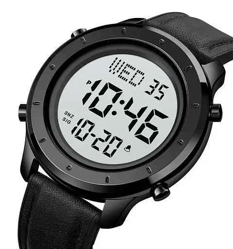 Чоловічий наручний електронний годинник Skmei 1864 (Чорний з білим циферблатом) - фото 2