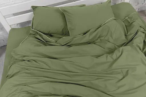 Комплект постільної білизни двоспальний євро 200х220 см варена бавовна White Dream Салатовий (1238) - фото 8