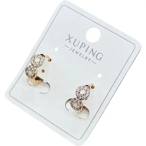 Сережки Xuping подвійні кола з дрібними кристалами гіпоалергенне медичне золото - фото 1