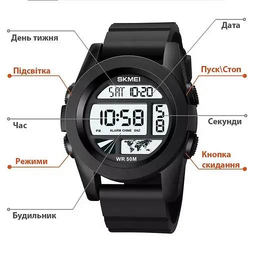 Чоловічий спортивний годинник Skmei 1906 (Білий циферблат) - фото 4