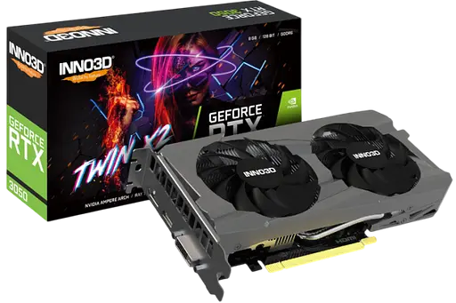 Відеокарта GeForce RTX 3050 8GB Inno3D Twin X2 (N30502-08D6-1711VA41)