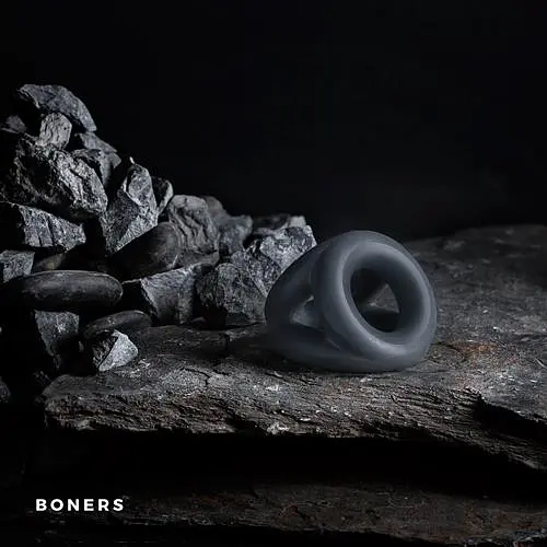Тройное эрекционное кольцо Boners Open Cocksling серый - фото 6