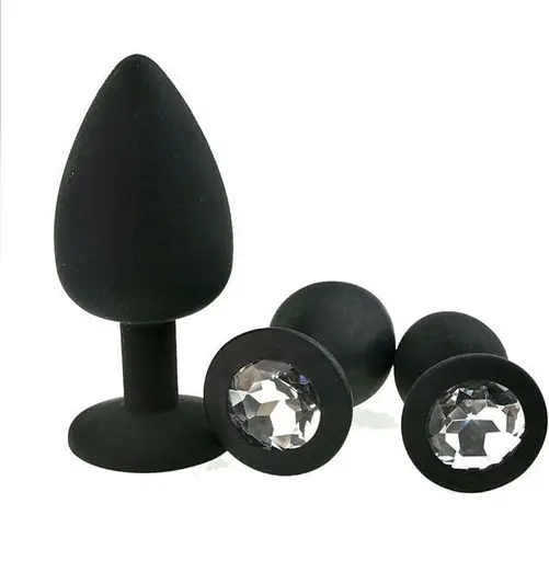 Анальна пробка з кристалом, чорна анальна пробка, анальна пробка зі стразою маленька S - фото 6