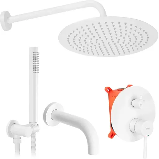 Душова система прихованого монтажу Rea Lungo + Box з виливом white matt REA-P6611, Білий матовий - фото 1