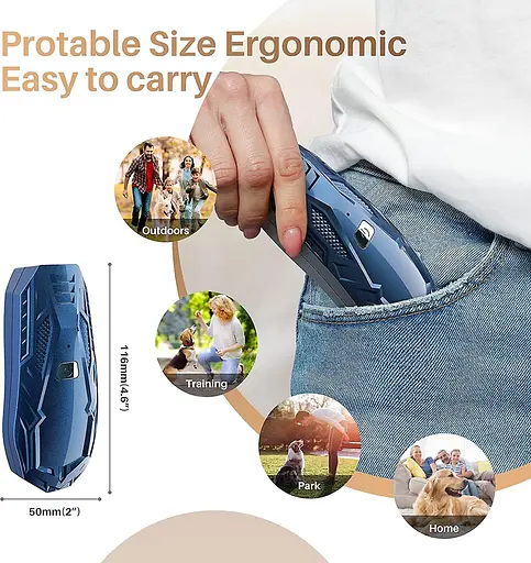 Устройство против лая Queenmew, портативные ультразвуковые для контроля собак Эффективная дальность антилай - фото 3