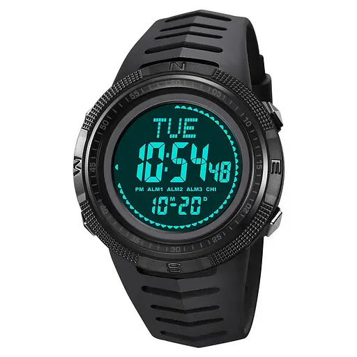 Годинник чоловічий спортивний з компасом Skmei 2147 Compass (Чорний з чорним циферблатом) - фото 3