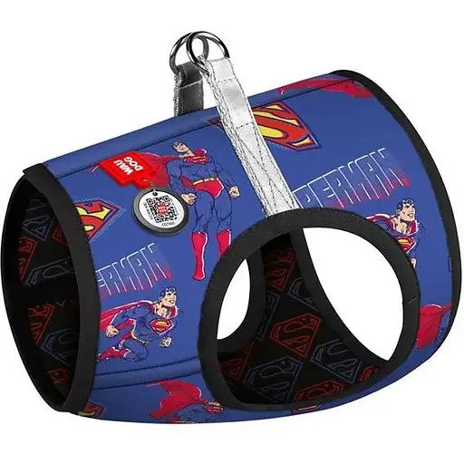 Шлея для собак Waudog Clothes м'яка з QR паспортом, малюнок "Сила Супермена", XS2