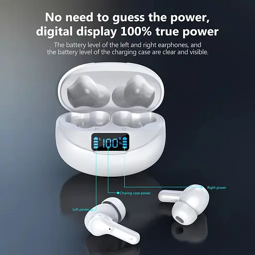 Бездротові Bluetooth навушники TWS CR-i17 із зарядним кейсом, сенсорами управління та індикатором заряду Білі - фото 7