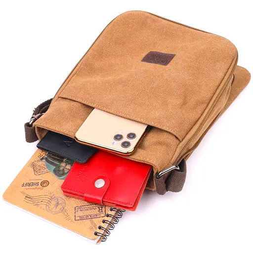 Функціональна чоловіча сумка з текстилю 19х14х2 см Vintage 19х24х2 см 000221922 - фото 6