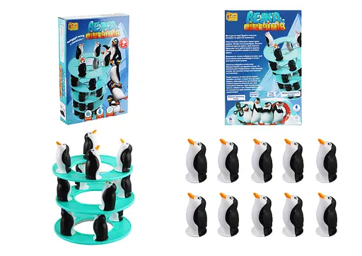 Гра Вежа пінгвінів 4Fun Game Club, 18 пінгвінів, 7 кілець, 25x16.5x4.5 см