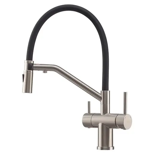 Змішувач для кухні на дві води з гнучким виливом Koer KI-72035-02 KR5815, Нержавіюча сталь - фото 1