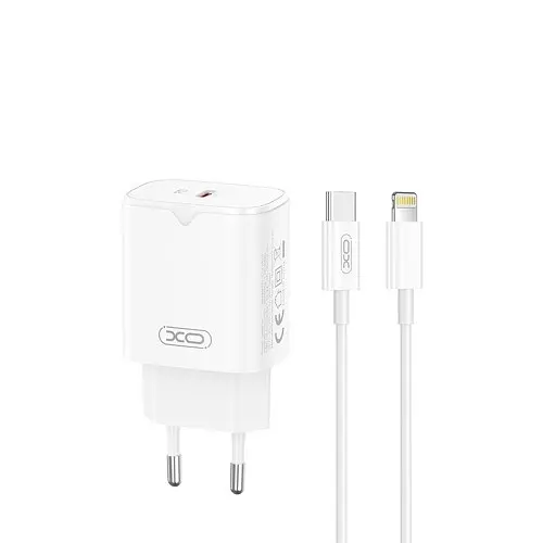 Мережевий зарядний пристрій XO L131 PD30W 1USB-C Fast Charging with Lightning cable Білий - фото 3
