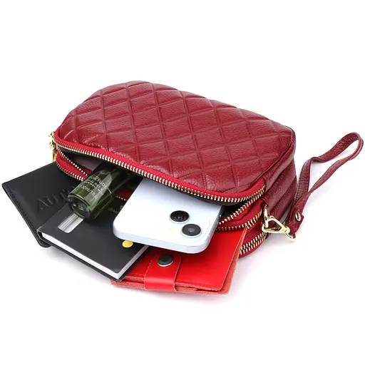 Сумка для женщин Vintage на три отделения из натуральной кожи 19х12х6.5 см sum0027533 - фото 8