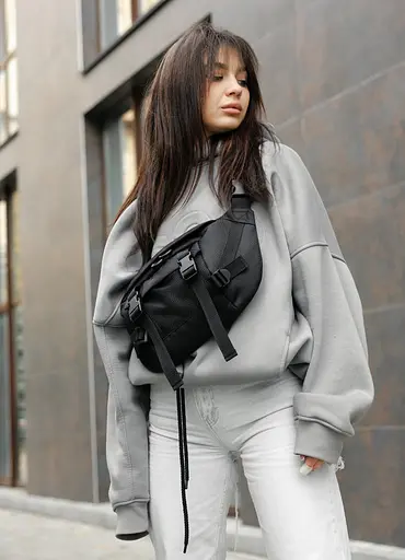 Женский рюкзак Sambag RollTop DOUBLE черный 41 х 27 х 18 см (24330065) - фото 9