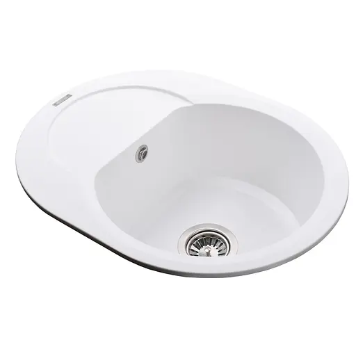 Гранитная мойка Globus Lux Moraine белый 600x470 мм А0007, Белый - фото 4