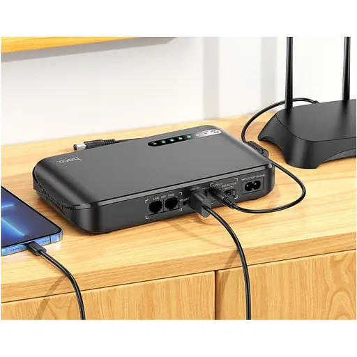 ИБП UPS для роутера Hoco DB62 UPS 20000mAh/18W/1USB/1TypeC/5/9/12v/POE 15-24V/LED black - фото 6