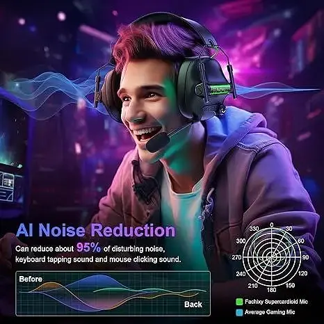 Беспроводная игровая гарнитура FC400 2,4 ГГц с микрофоном для ПК, PS5, PS4, игровые наушники Bluetooth - фото 2