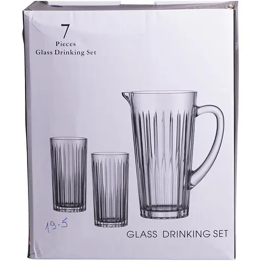 Набор Yiwu кувшин и 6 стаканов из толстого стекла, прозрачный Yiwu HP-19-5. - фото 2