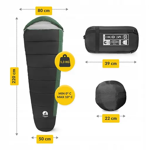 Спальный мешок (спальник) кокон Mountain Goat Pro+ MG0016 0 ...+10°C R Black/Olive (P-5905973400978) - фото 9