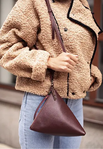 Шкіряна жіноча сумка-косметичка Піраміда Марсала - фото 7