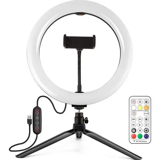 Кільцева USB LED лампа Puluz PKT3082B 10" + настільний штатив - фото 1