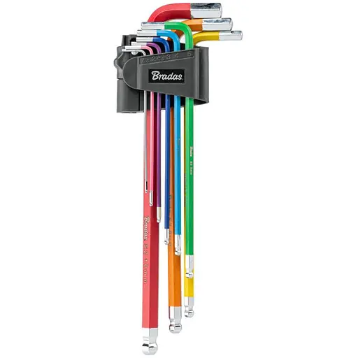 Набір шестигранних ключів Bradas з кульковим наконечником HX 1,5-10 мм 9 шт подовжені (DIY-HKB42-EL/B) - фото 1