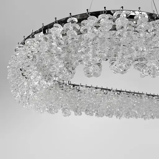 Кільцева овальна кришталева люстра в хромі 80х38 см | Арт. 33038L-800*380 CH | Line F - фото 5