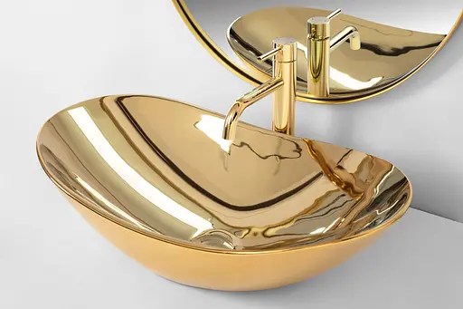 Умивальник Rea Royal gold накладний золотий REA-U4545, Золотий - фото 4