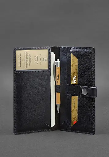 Кожаный Тревел-кейс (органайзер для документов) 6.0 Темно-синий - фото 3