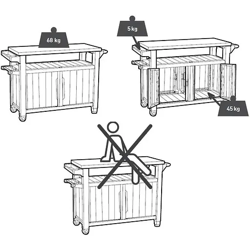 Стол-буфет для барбекю Keter Unity XL коричневый, 207 л - фото 10