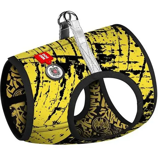 Шлейка для собак Waudog Clothes мягкая с QR паспортом, рисунок "Бэтмен эскиз", XS4