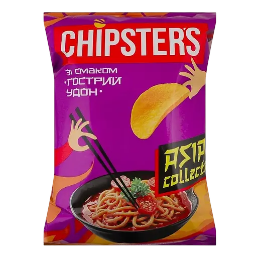 Набір чипсів Chipster's: зі смаком краба + Asian collection Гострий удон 200 г ( 2 шт. х 100 г) - фото 2