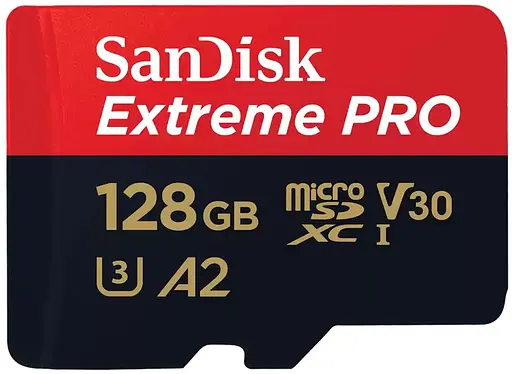 SanDisk Карта пам'яті microSD 128GB C10 UHS-I U3 R200/W90MB/s Extreme Pro V30 + SD - фото 1