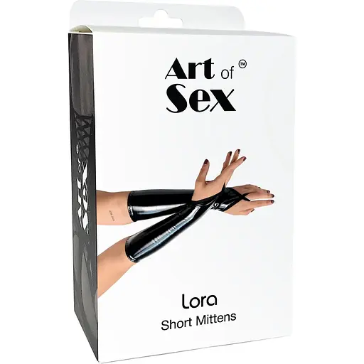 Вінілові міттинки Art of Sex - Lora короткі, размер S, колір чорний - фото 3