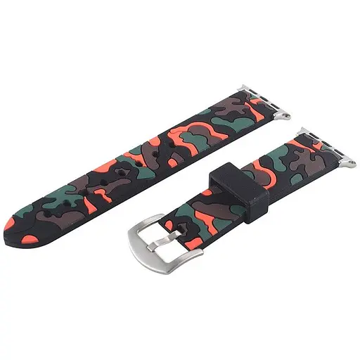 Ремешок Creasted для часов Apple Watch 38 мм 40 мм силиконовый с пряжкой, Camouflage with orange