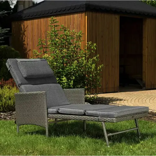 Садовый шезлонг Di Volio Breso из серого ротанга - фото 6