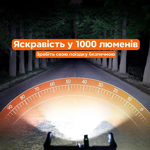 Велосипедна фара RockBros RHL1000 4500 mAh 1000 люменів, чорний - фото 4